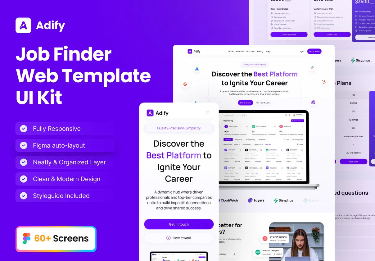 Adify - Job Finder Web Template UI Kit Design