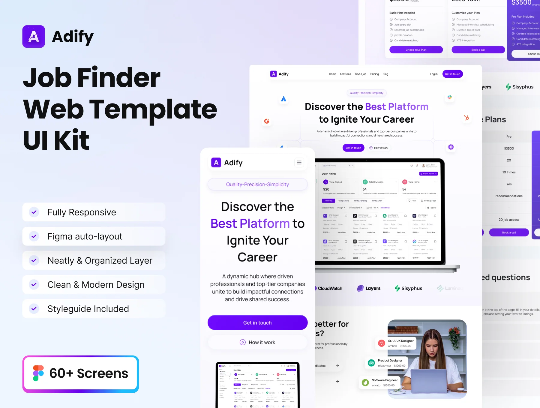 Adify - Job Finder Web Template UI Kit Design