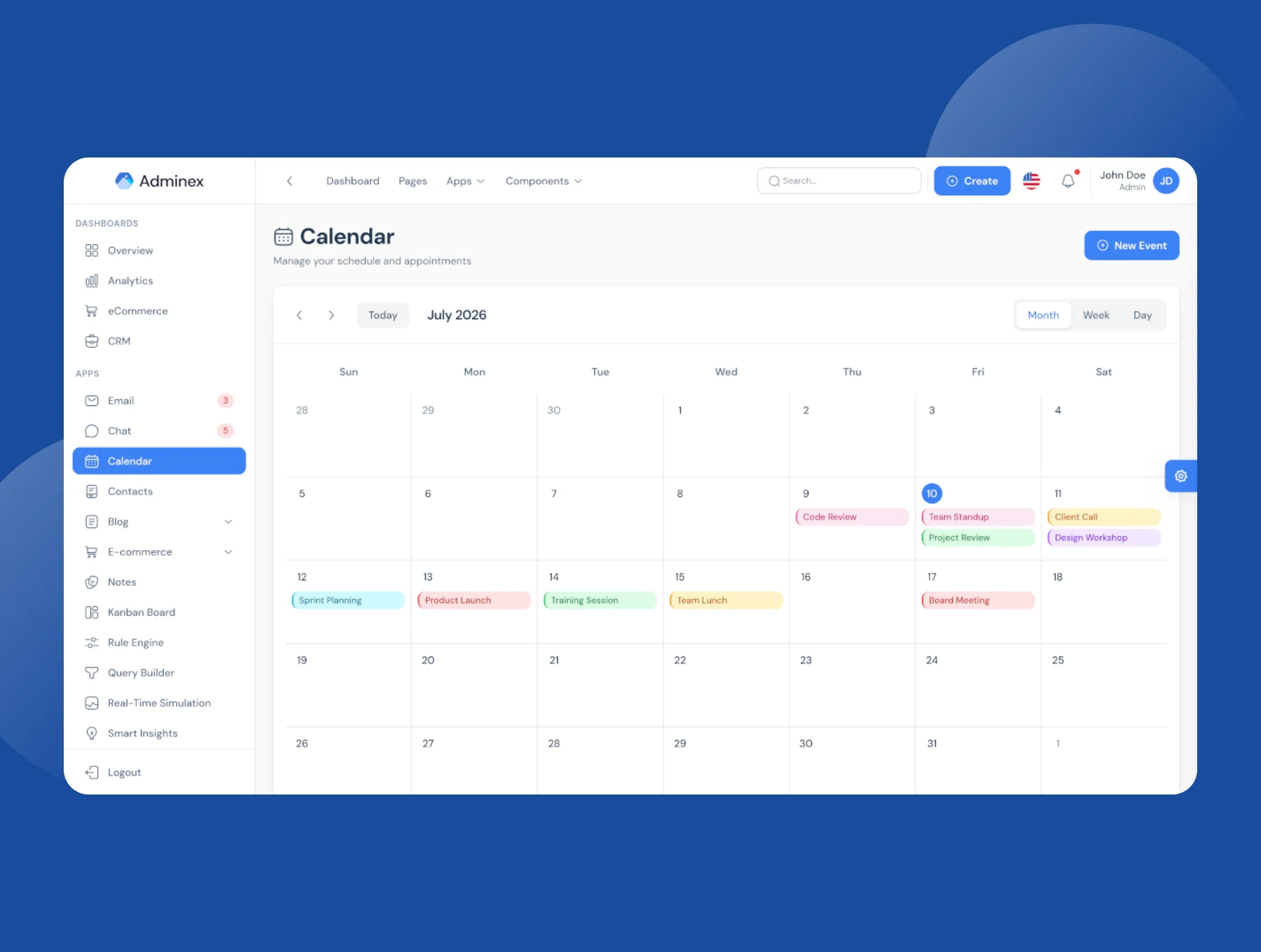 Adminex – React 19 Admin Dashboard Template 4