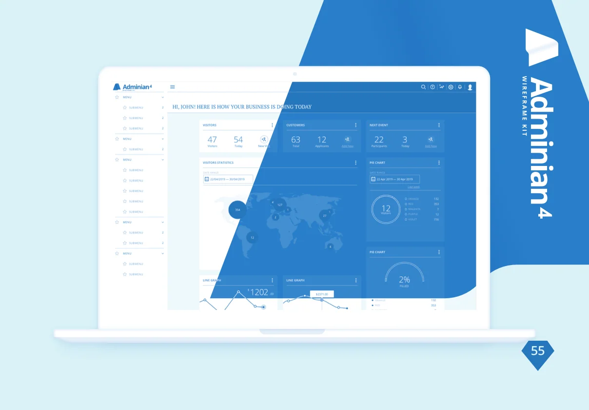 Adminian 4 Wireframe Kit