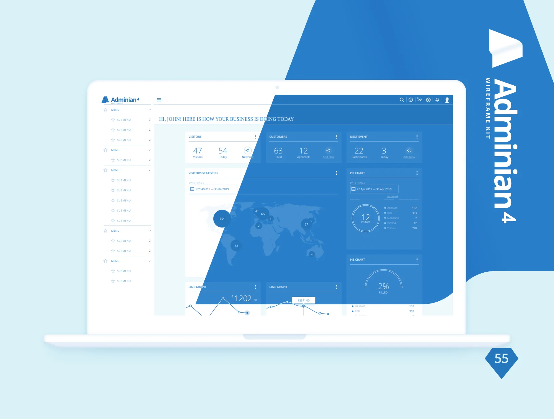 Adminian 4 Wireframe Kit