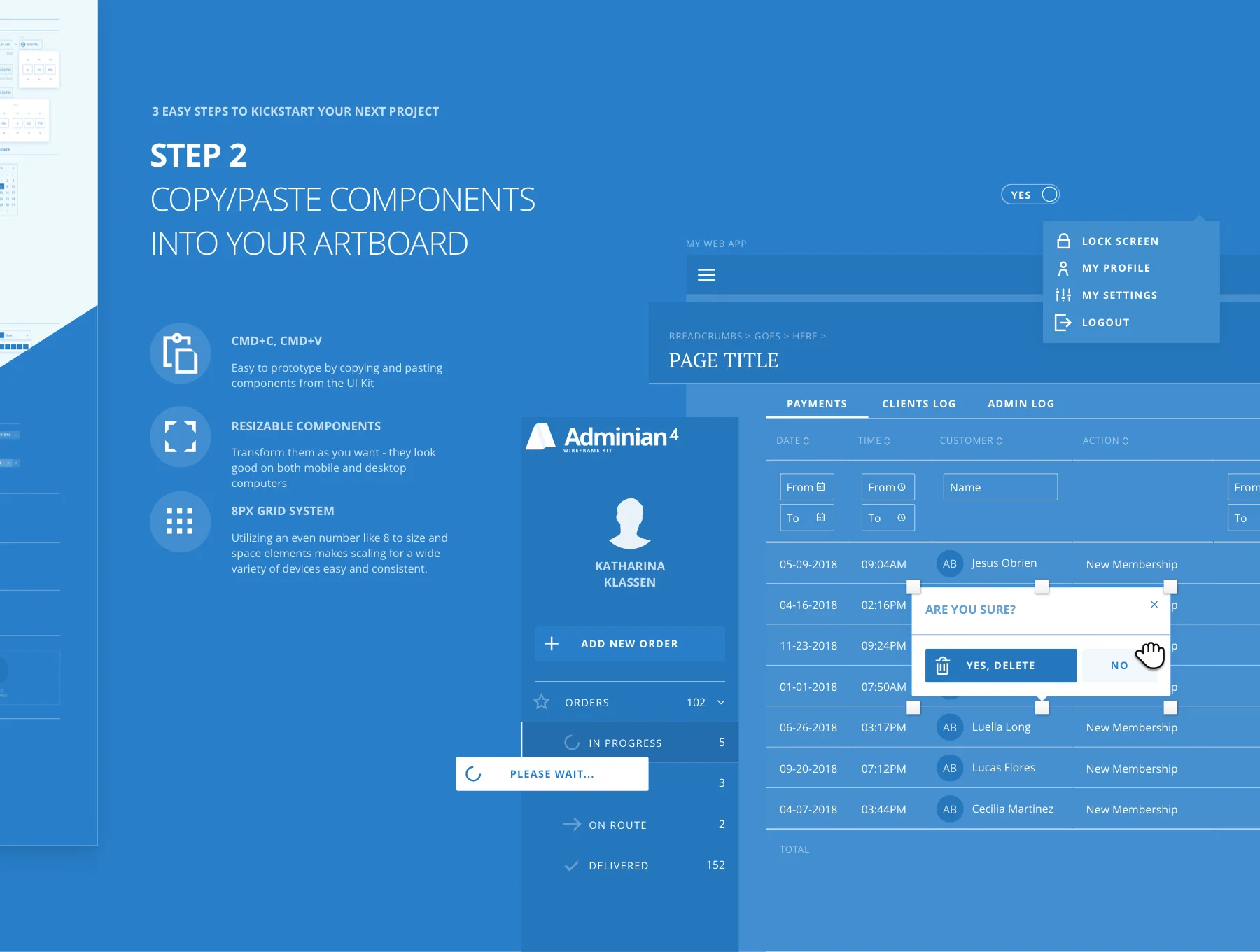 Adminian 4 Wireframe Kit 4