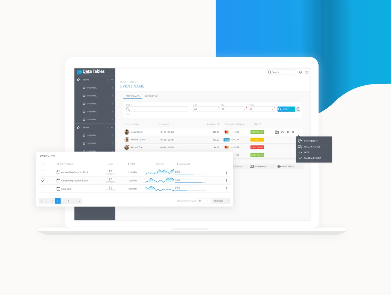 Adminian Data Tables