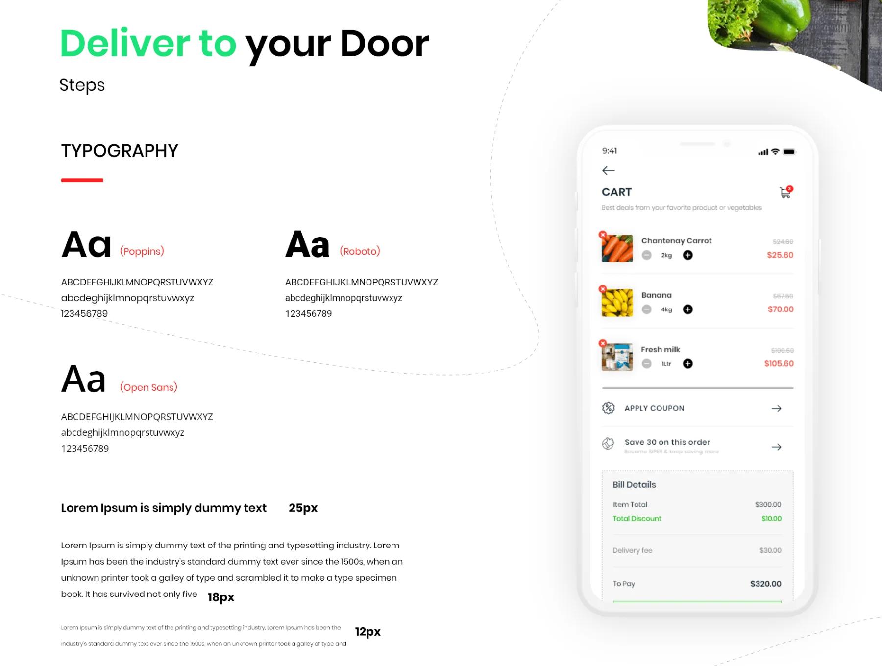 Adobe-XD Foods Ordering and Delivery App UI KIT 4