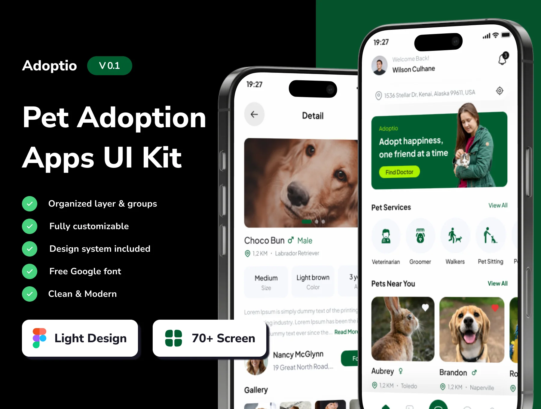 Adoptio - Pet Adoption and Care Mobile App UI Kits