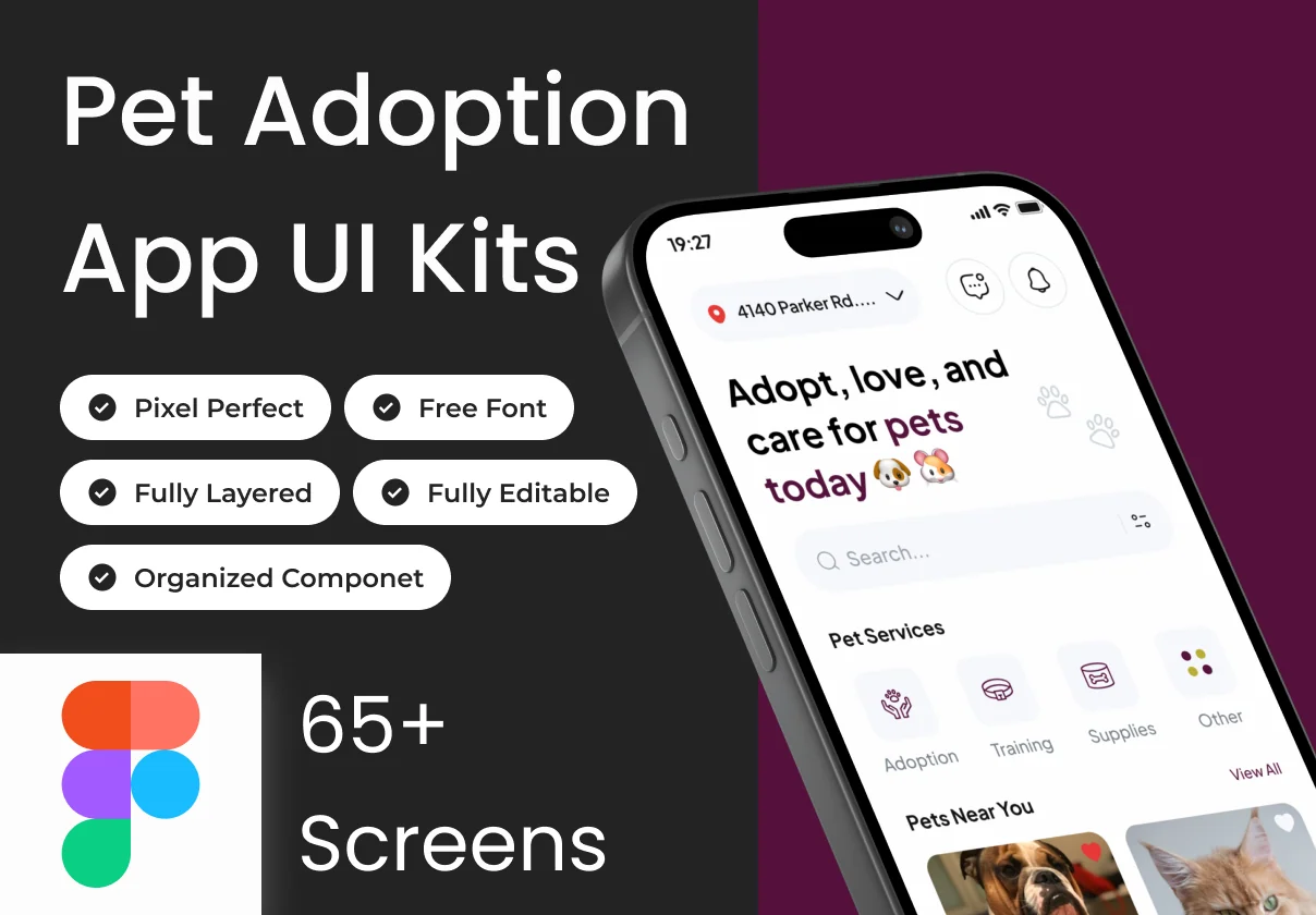 Adoptly  - Pet Adoption and Care App Ui Kits