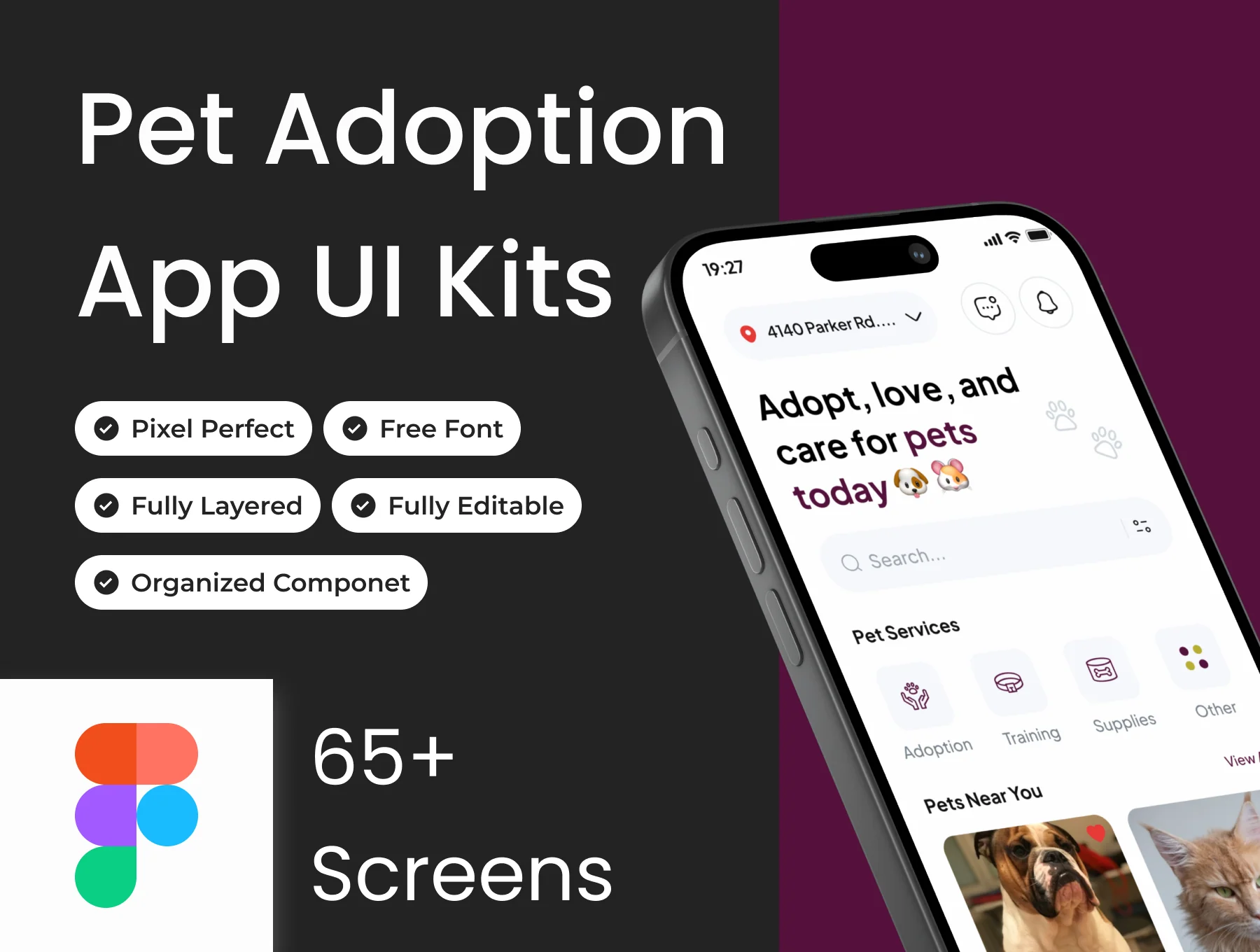 Adoptly - Pet Adoption and Care App Ui Kits