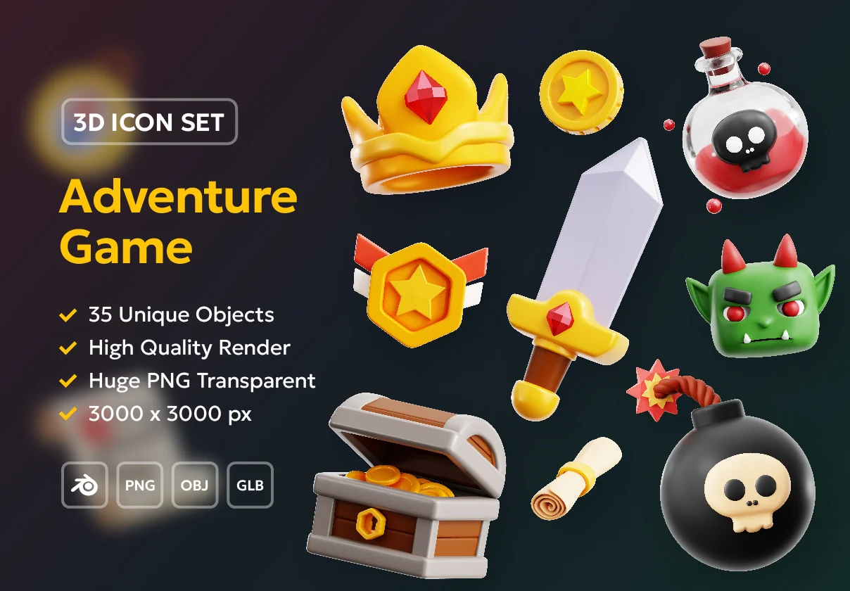 Adventure Game 3D Icon Pack