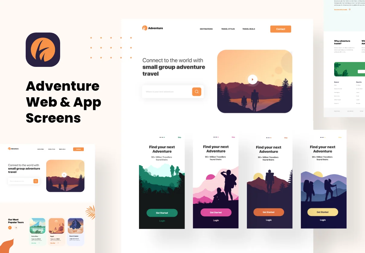 Adventure On boarding Screen & Landing Page