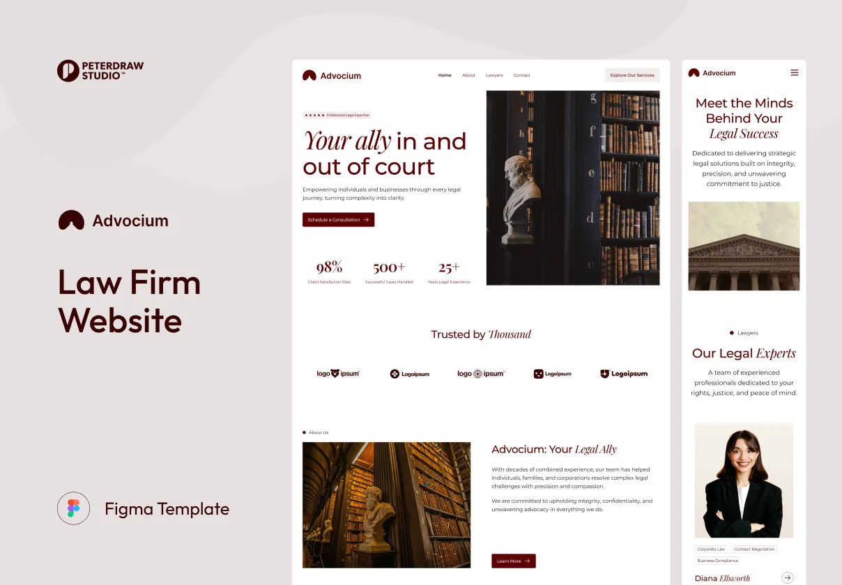 Advocium - Law Firm Website UI Figma Template