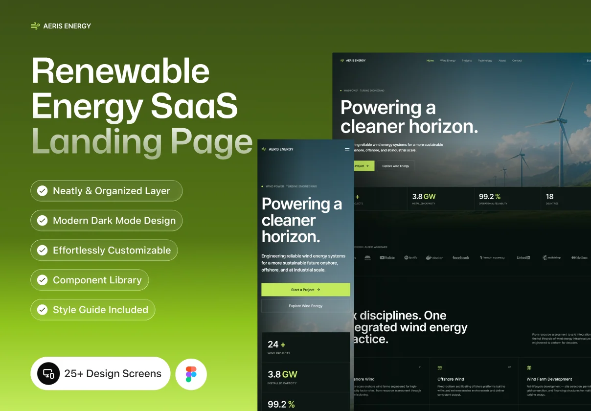 Aeris Energy – Renewable Energy SaaS Landing Page