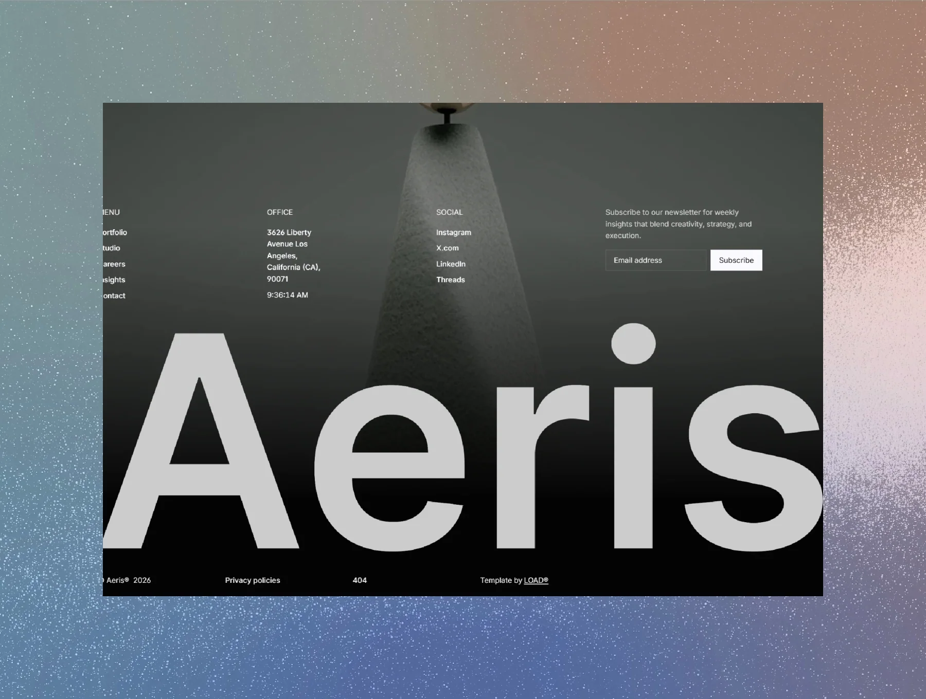 Aeris — Portfolio Framer template 4