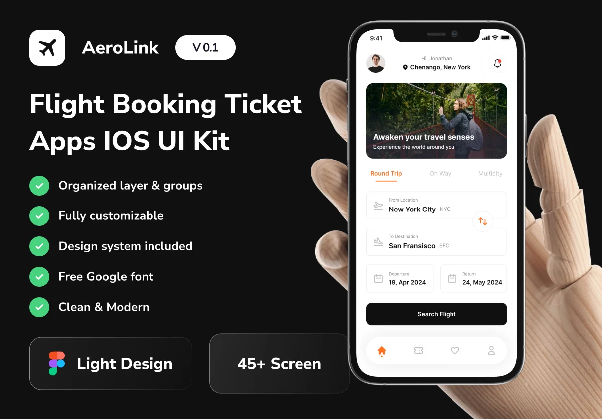 AeroLink - Flight Booking Ticket Mobile App UI Kit
