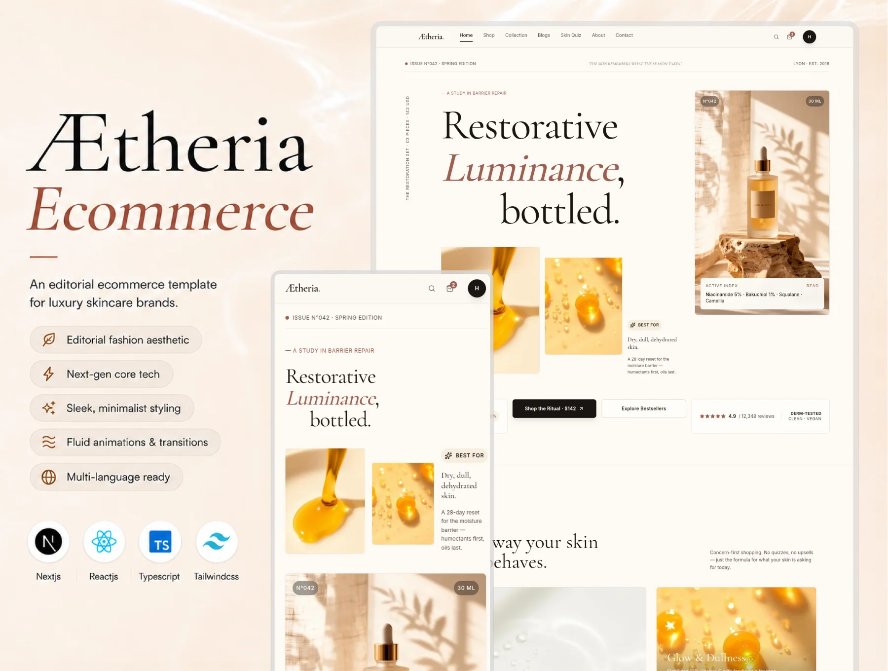 Aetheria - Editorial Botanical E-Commerce Next.js Template
