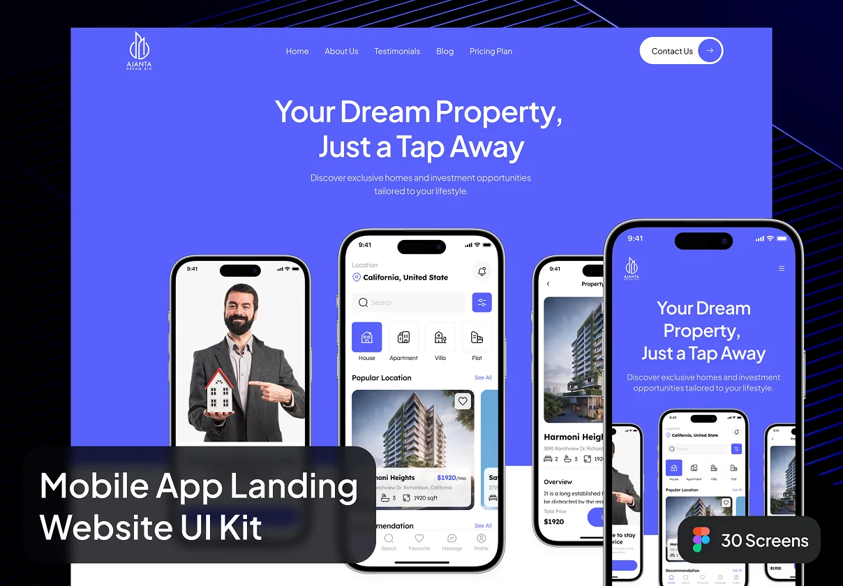 Aganta - Mobile App Landing Website UI Kit