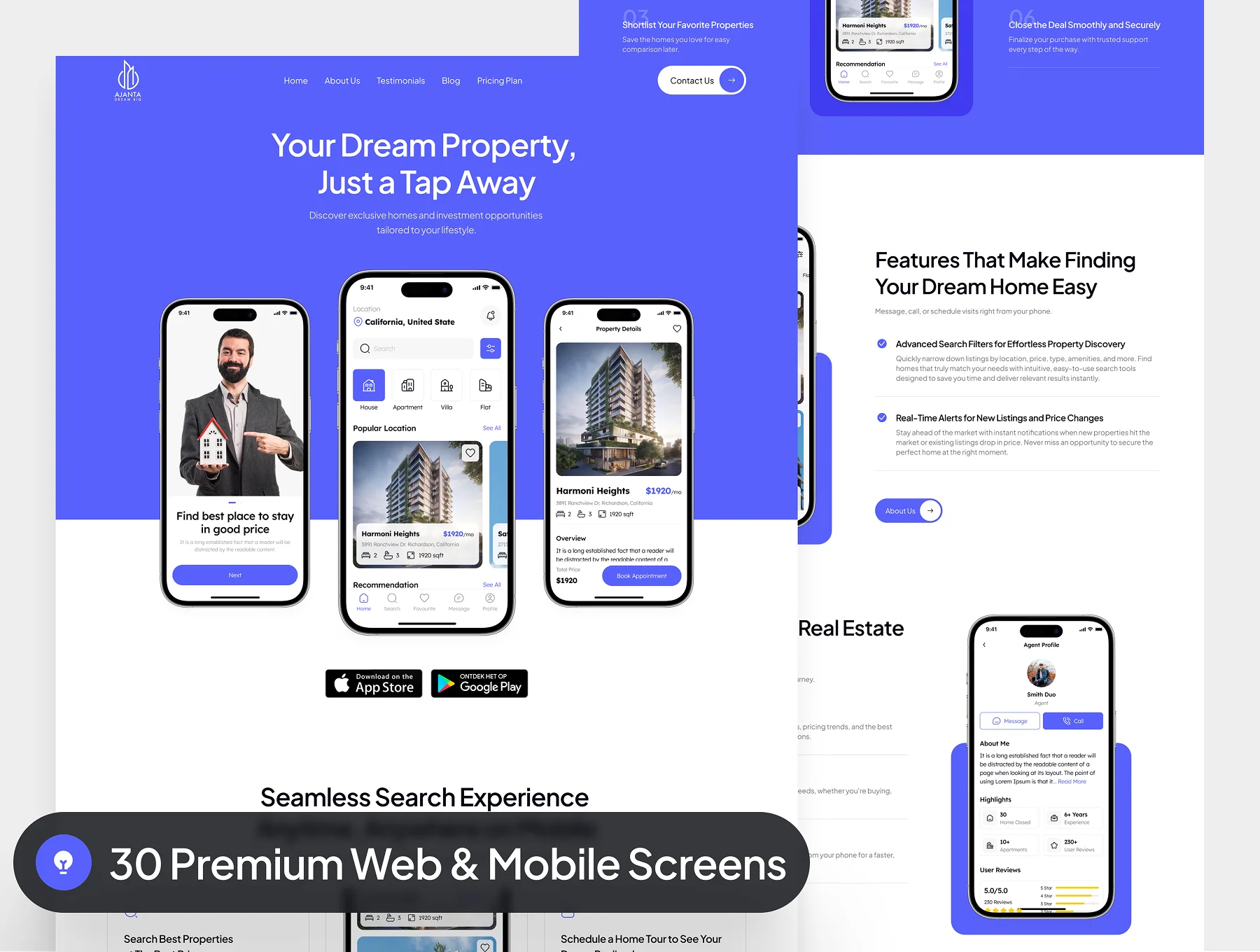 Aganta - Mobile App Landing Website UI Kit 3