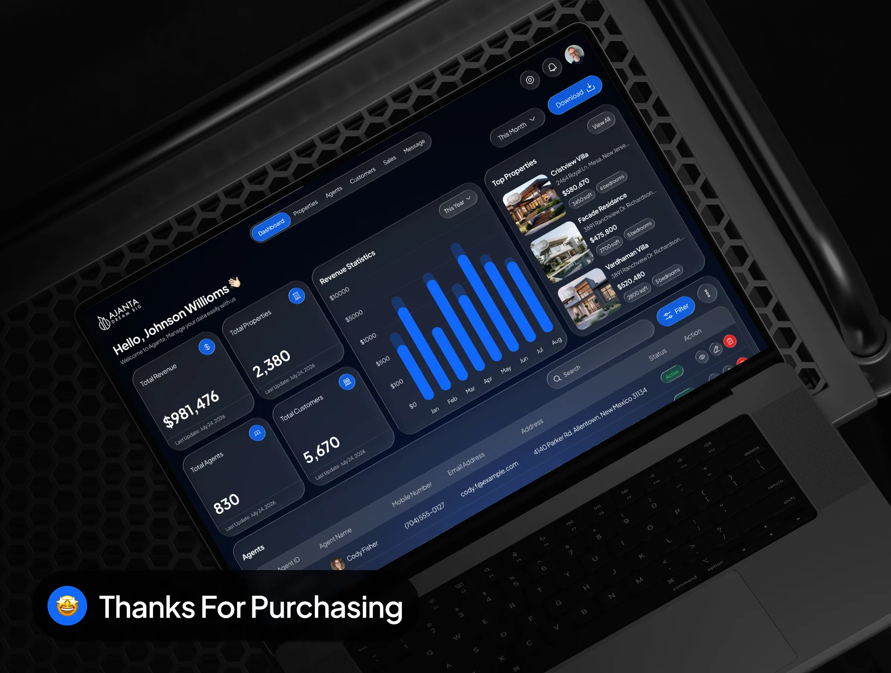 Aganta - Real Estate Dashboard Admin UI Kit 6