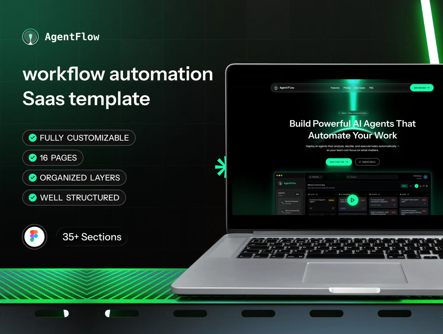 AgentFlow – Workflow Automation AI SaaS Website Template