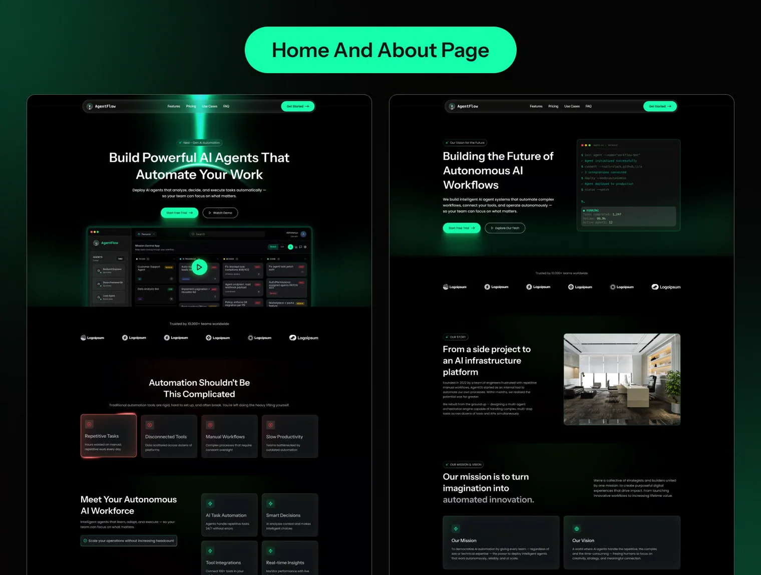 AgentFlow – Workflow Automation AI SaaS Website Template 2