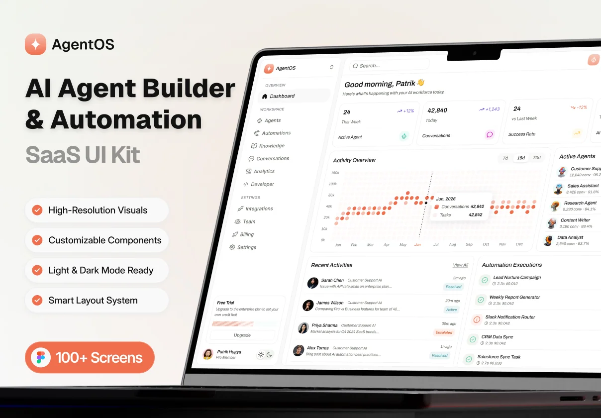 AgentOS - AI Agent Builder & Automation SaaS UI Kit