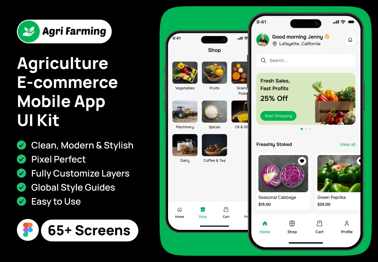 Agri Farming - Agriculture E-commerce Mobile App UI Kit