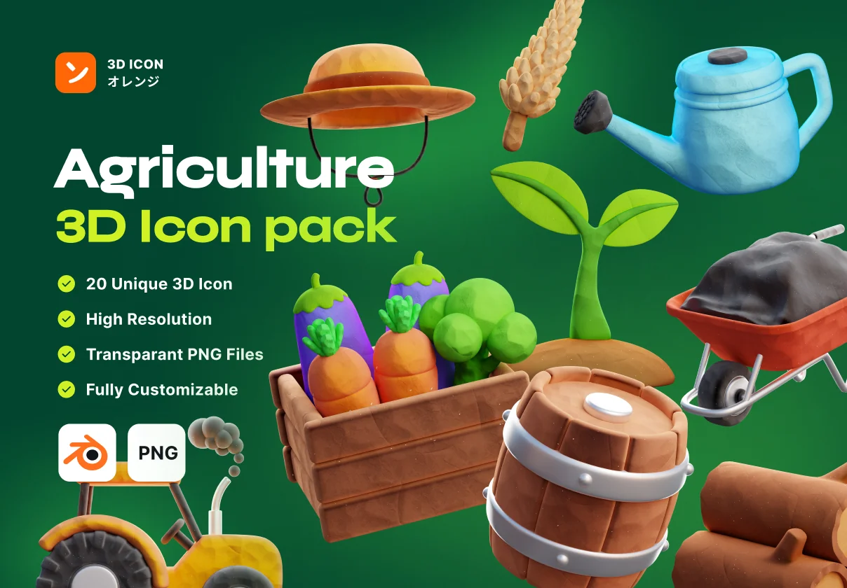 Agriculture 3D Icon Pack