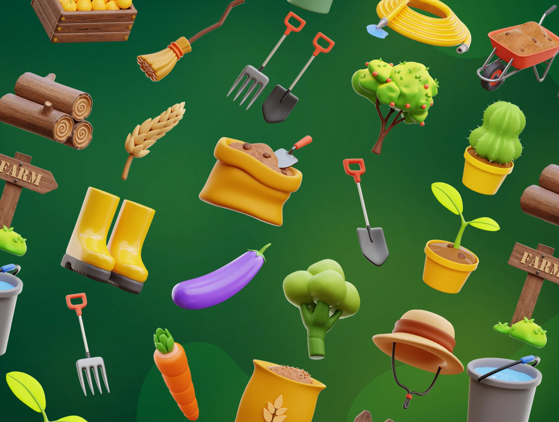 Agriculture 3D Icons 6