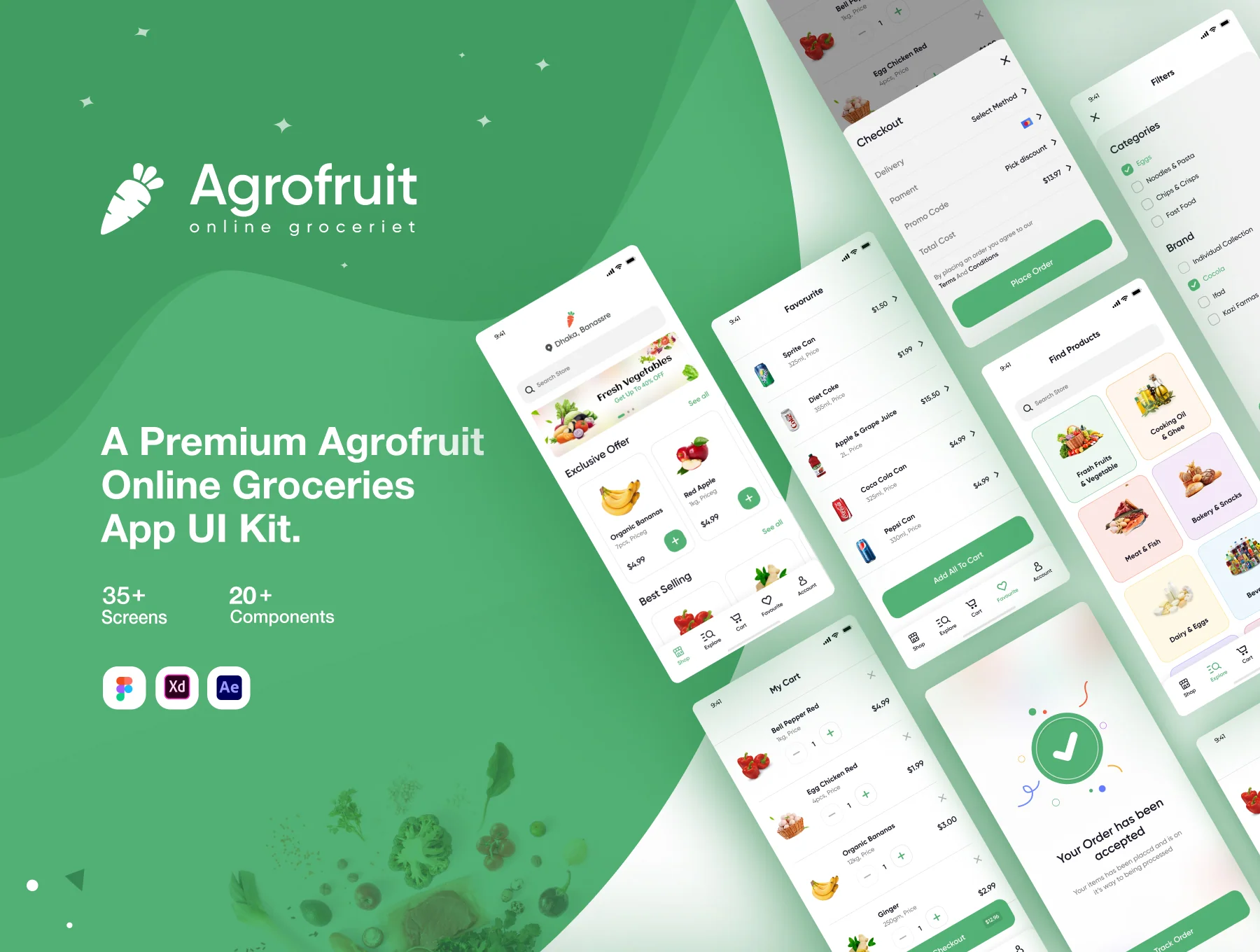 Agrofruit | Groceries App UI Kit