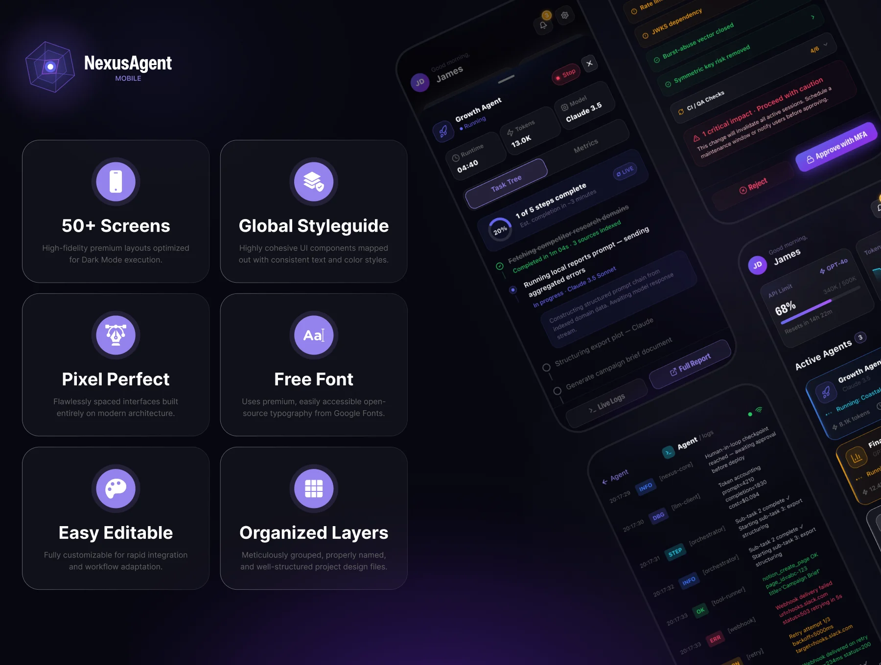 NexusAgent AI Orchestration Mobile App UI Kit 2