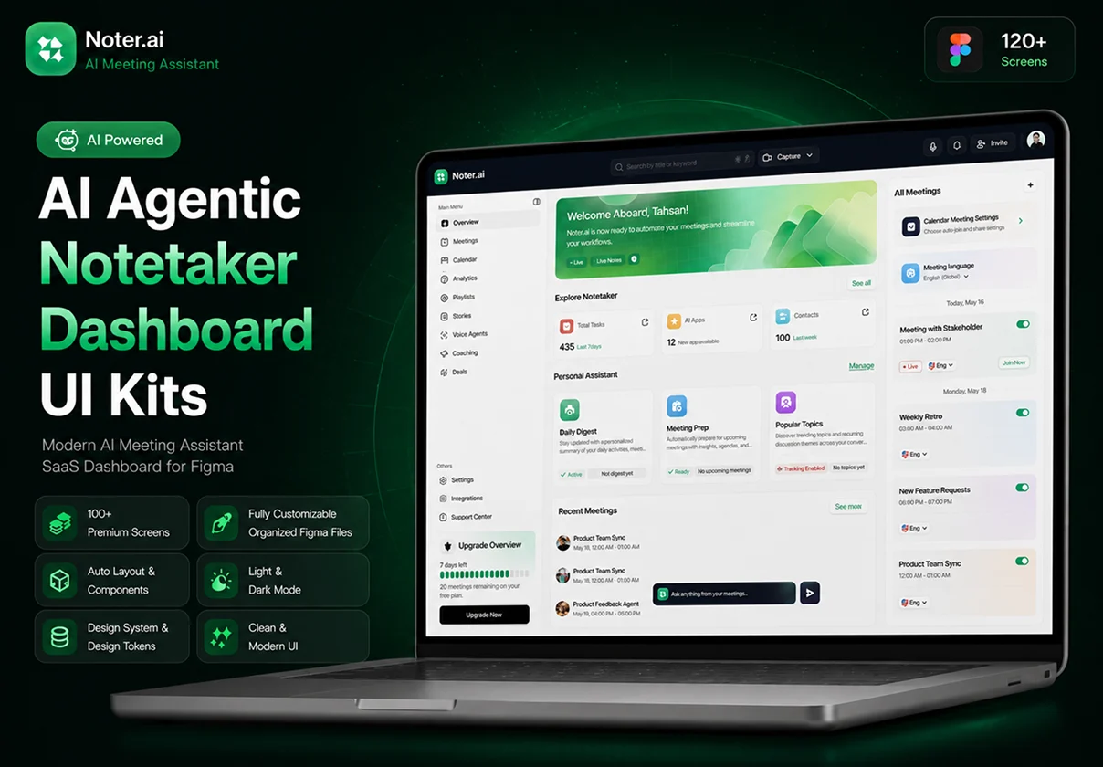 AI Agentic Notetaker Dashboard UI Kits