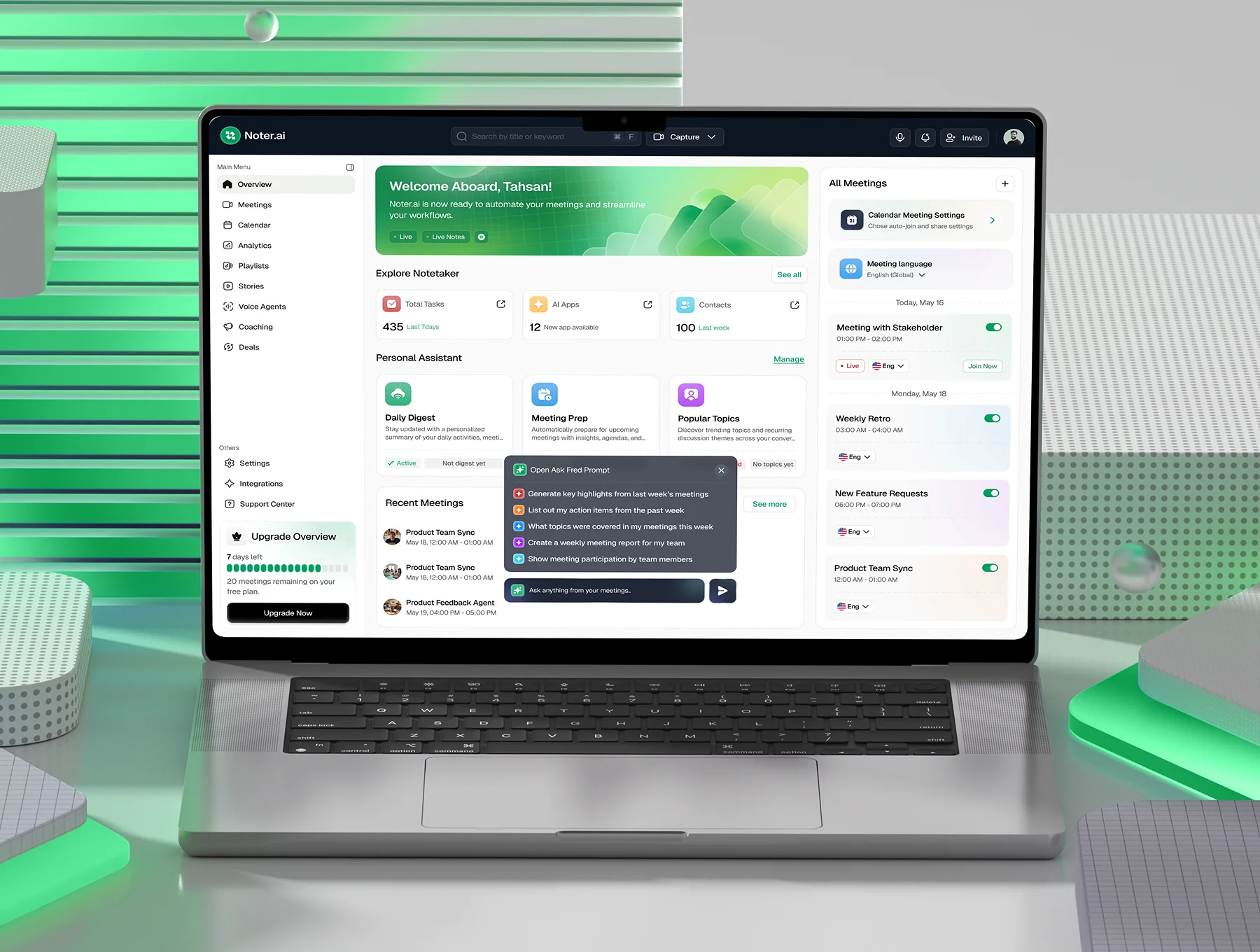 AI Agentic Notetaker Dashboard UI Kits 5