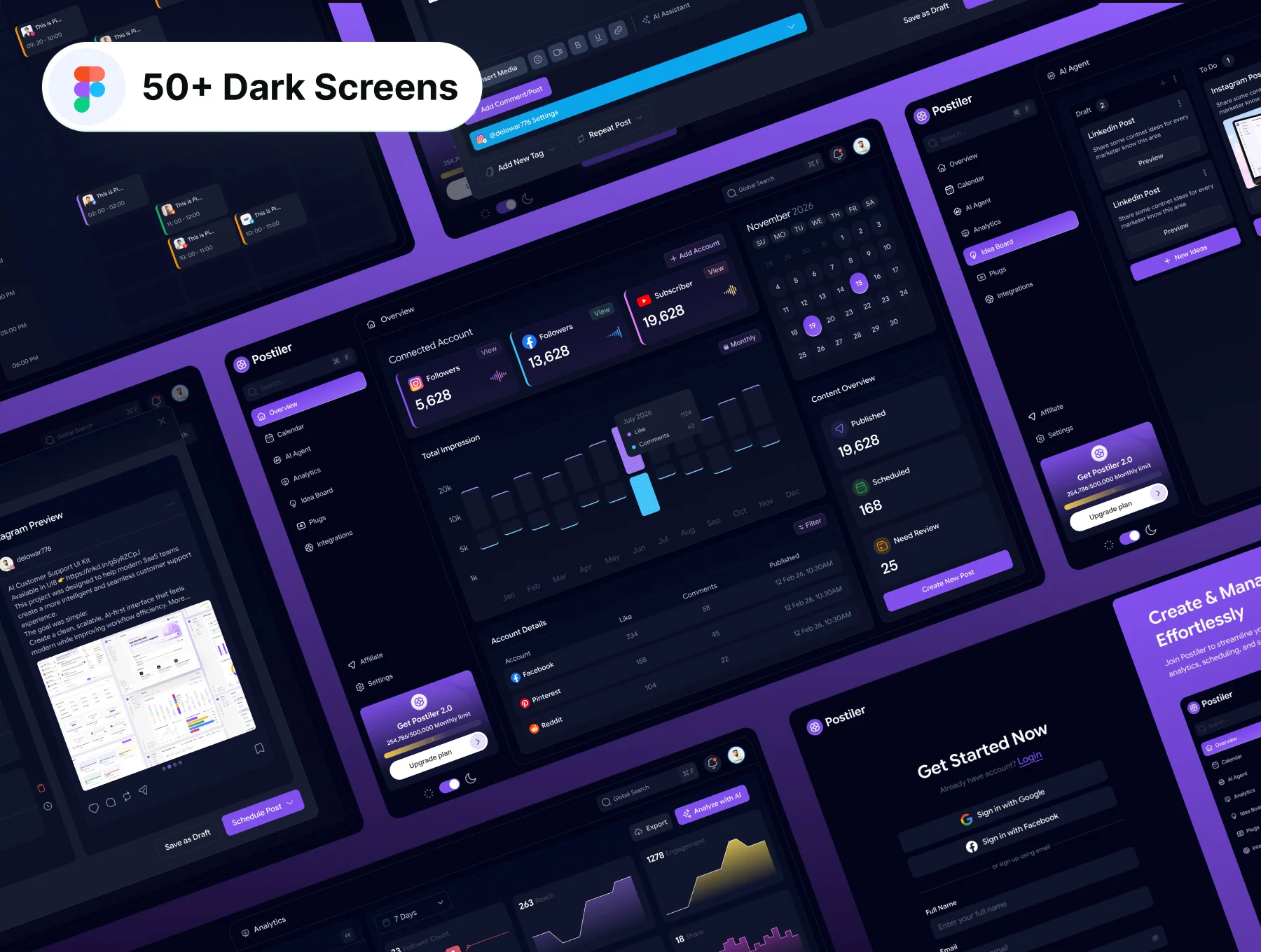 AI Agentic Social Media Schedule Management UI Kit 6