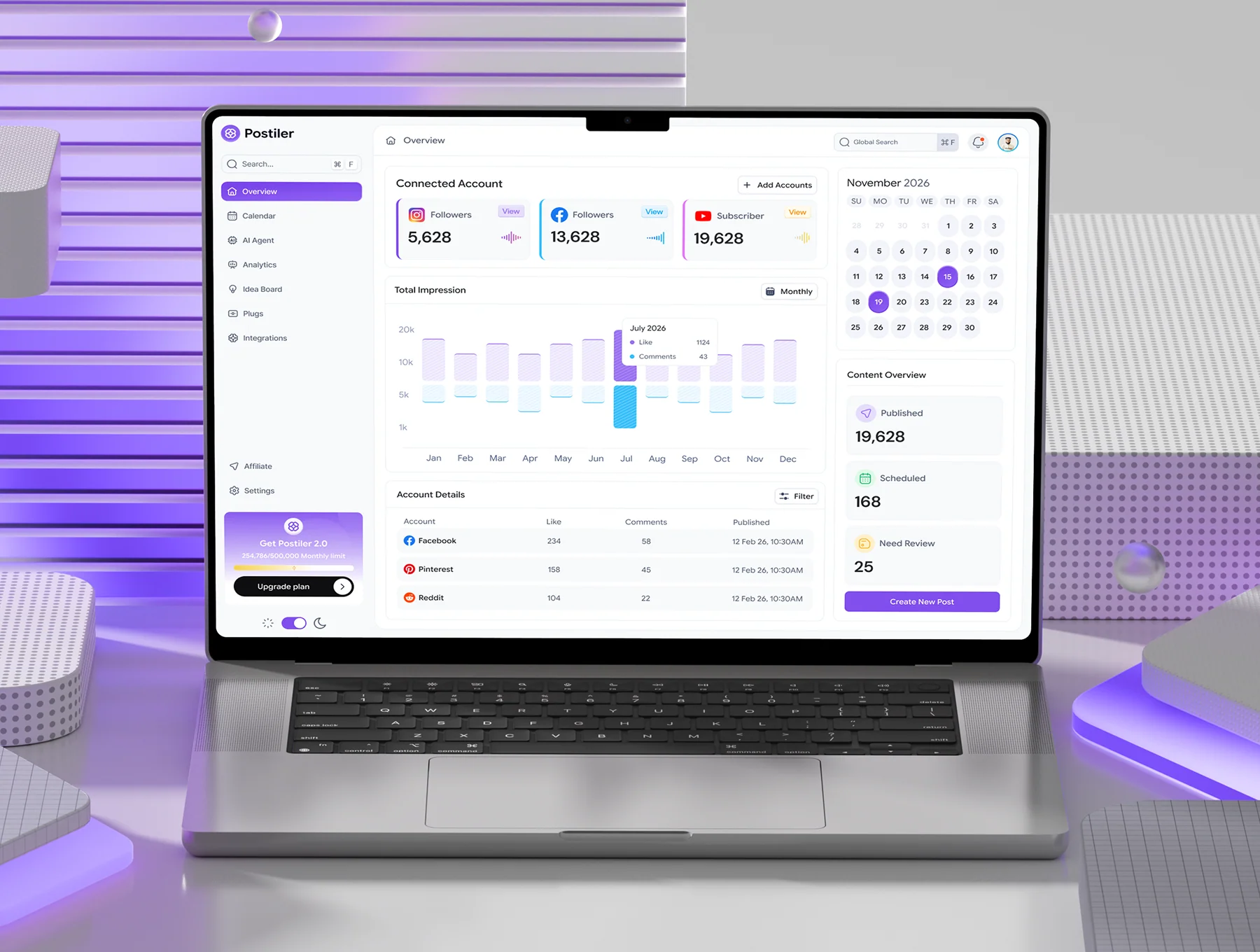 AI Agentic Social Media Schedule Management UI Kit 7