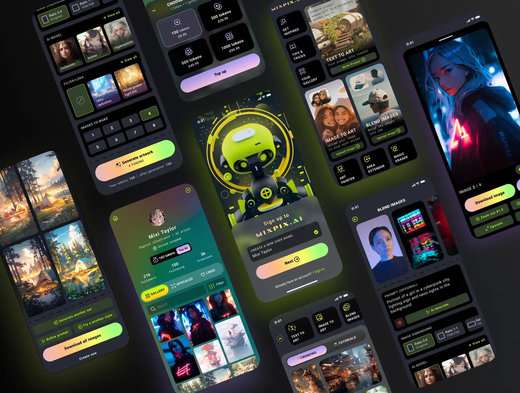 UI KIT | AI Art Generator App - bento & glassmorphism style 2