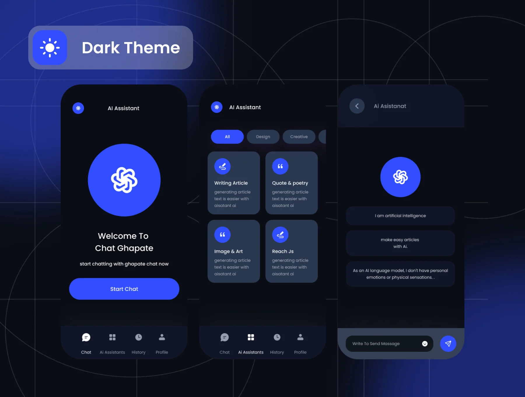 Ai Assistant Chatbot Mobile Apps UI Kit 3