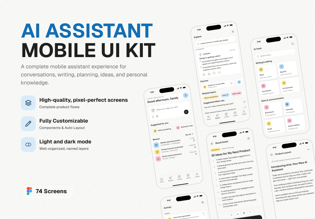 AI Assistant Mobile UI Kit