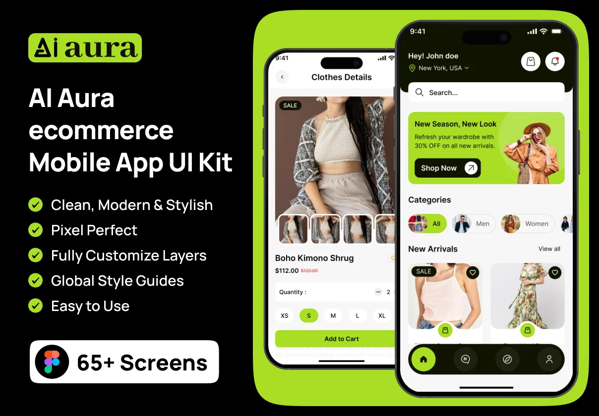 AI Aura E-commerce Mobile App UI Kit