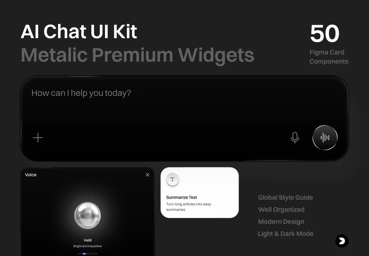 AI Chat Metallic Widgets UI Kit