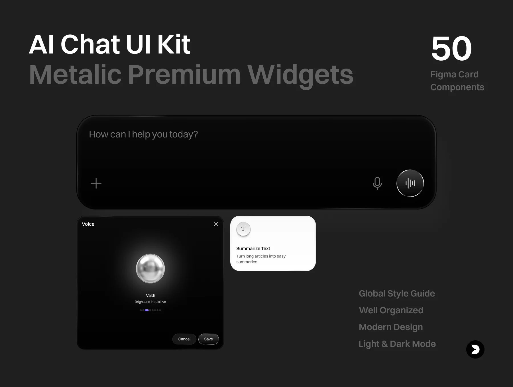 AI Chat Metallic Widgets UI Kit