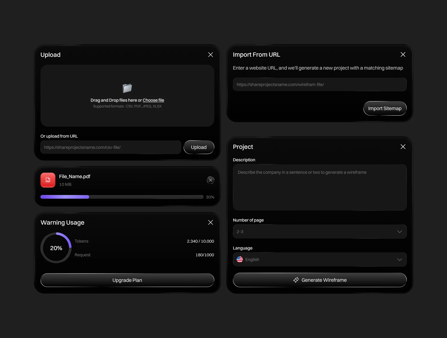 AI Chat Metallic Widgets UI Kit 3