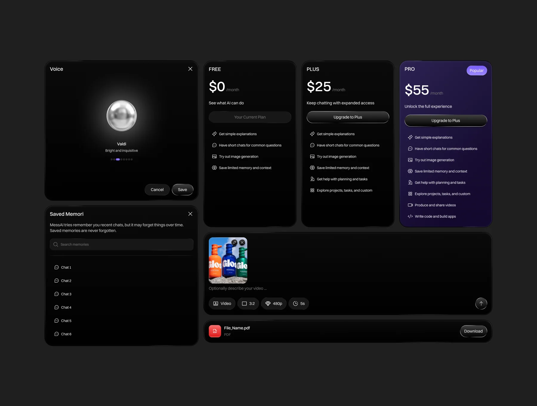 AI Chat Metallic Widgets UI Kit 7