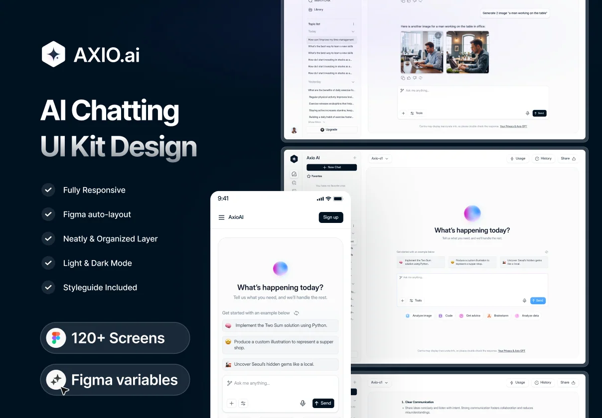 AI Chatting Web App UI Kit - AXIO.ai