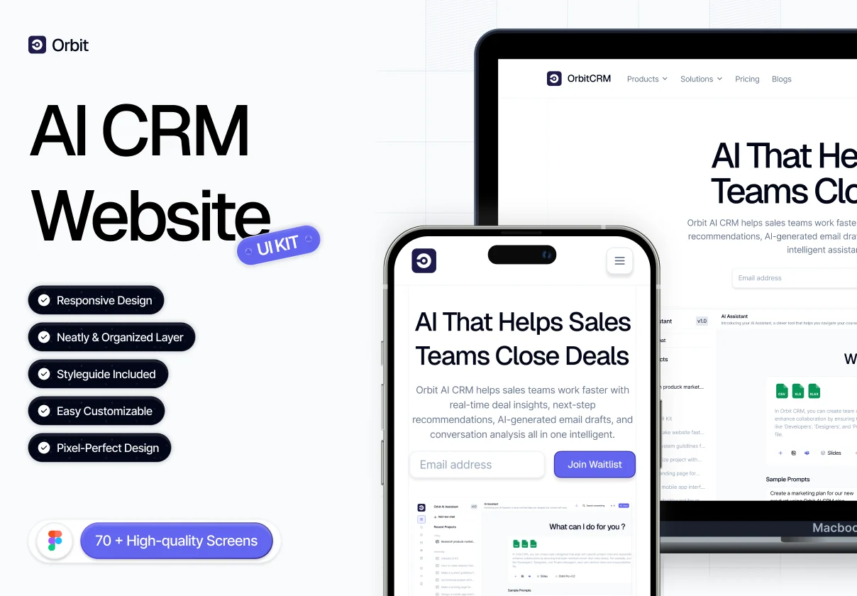 AI CRM Website UI Kit - Orbit