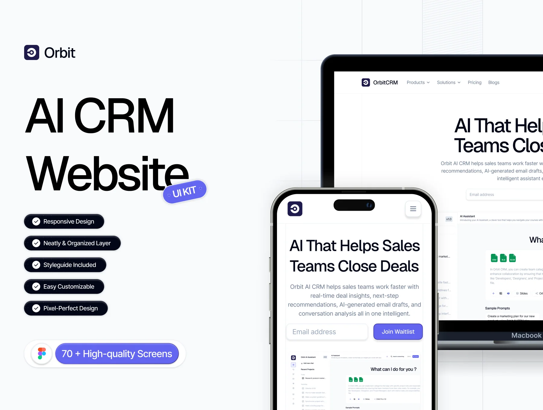 AI CRM Website UI Kit - Orbit