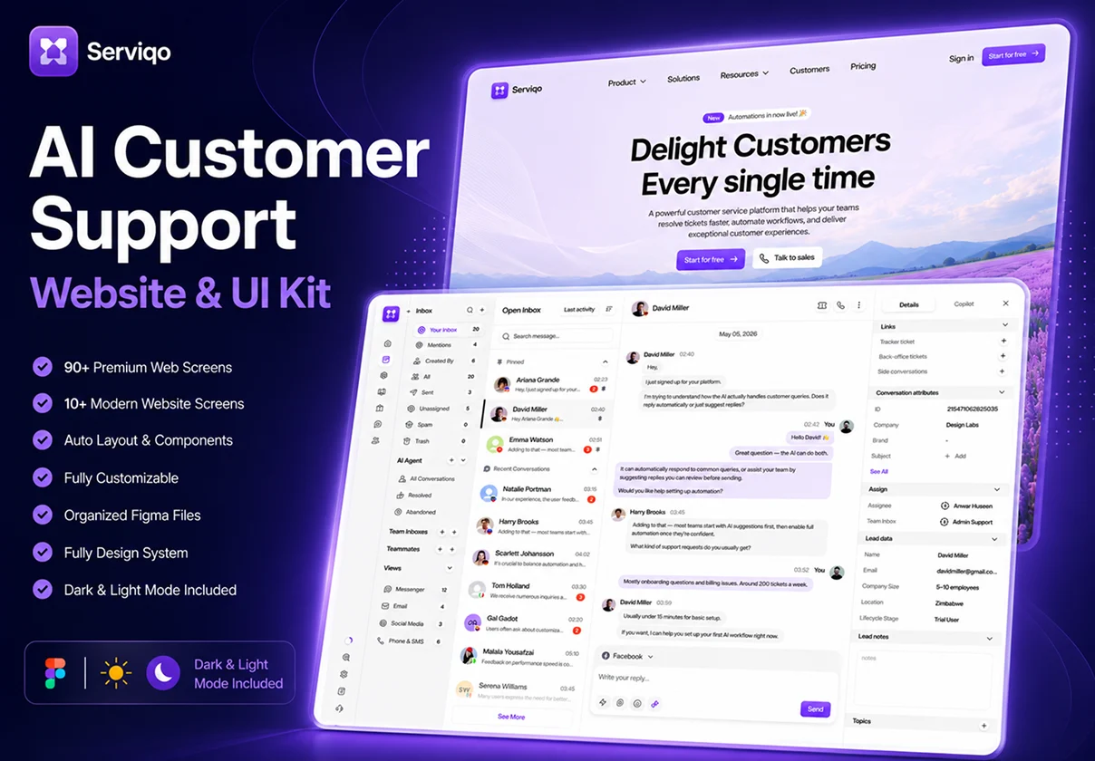 AI Customer Support Website & UI Kit