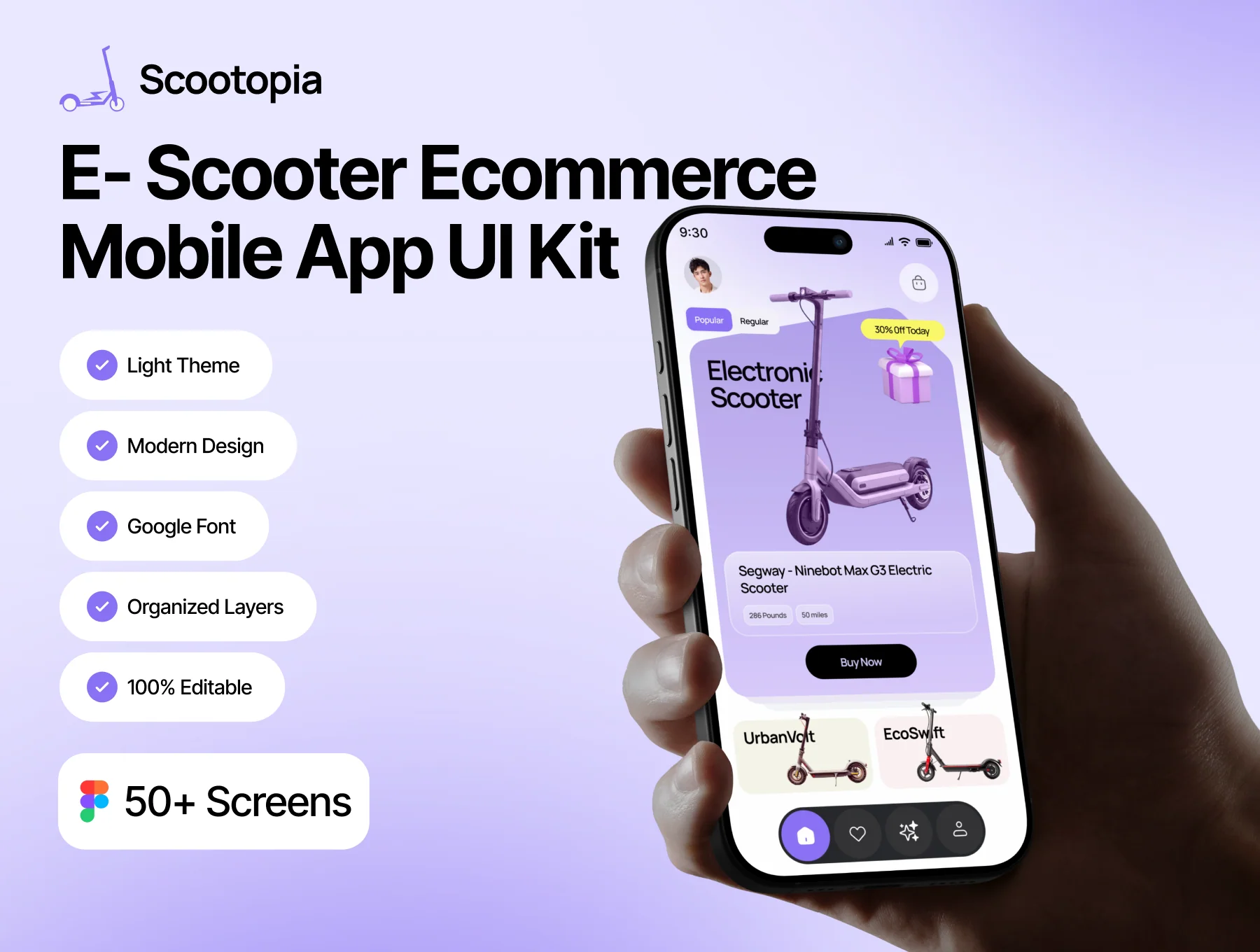 Scootopia - AI E-Scooter Ecommerce Mobile App UI Kit