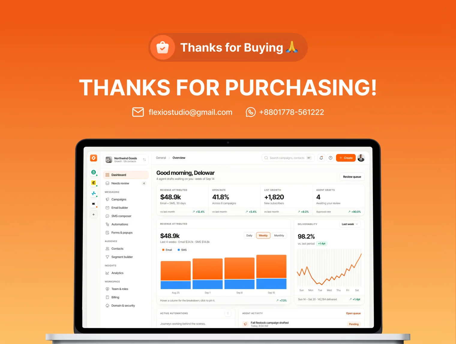AI Email & SMS Marketing Web App UI Kit 6
