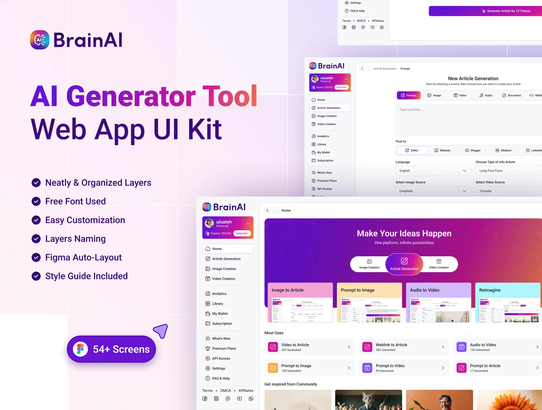 AI Generator Tool Web App UI Kit