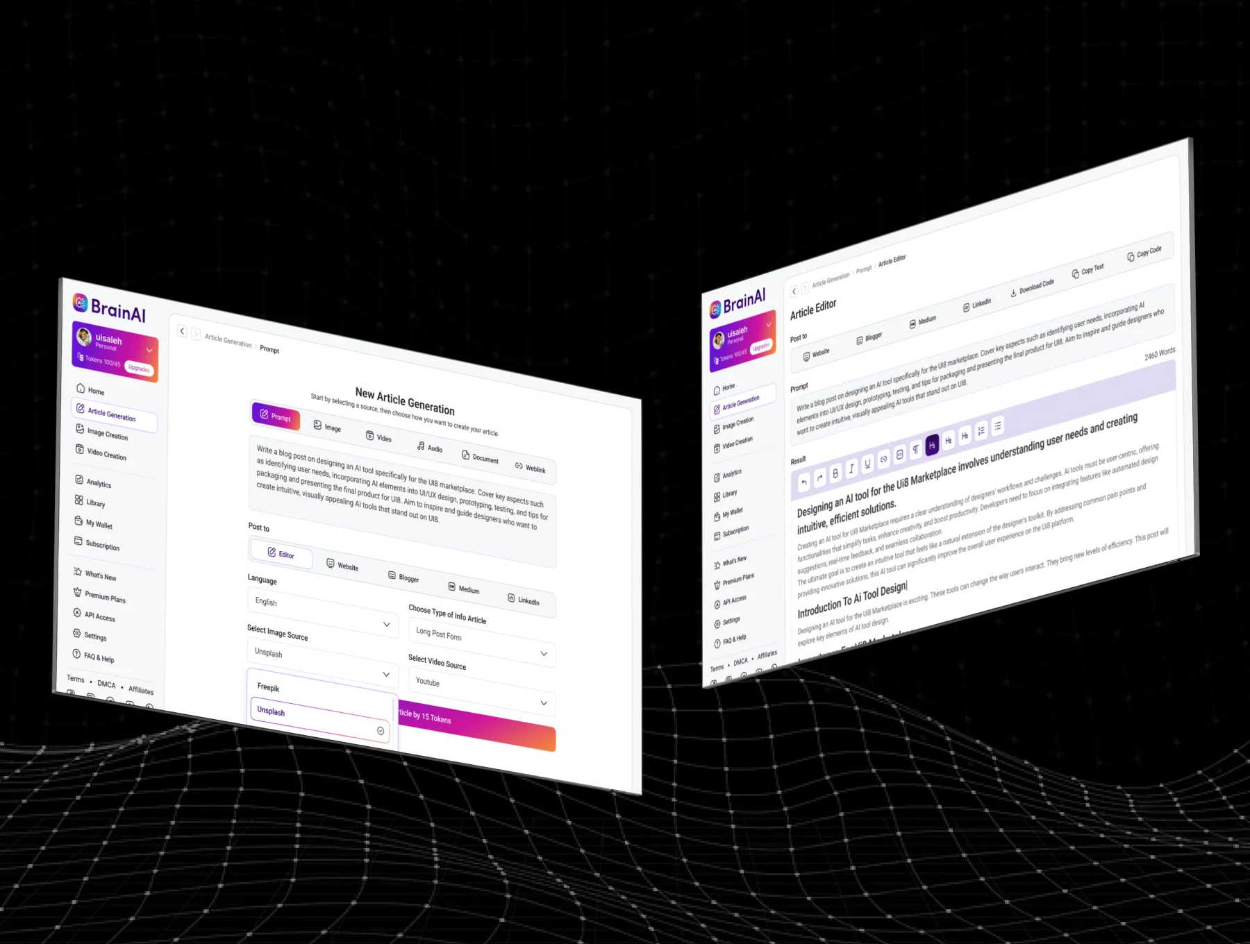 AI Generator Tool Web App UI Kit 7
