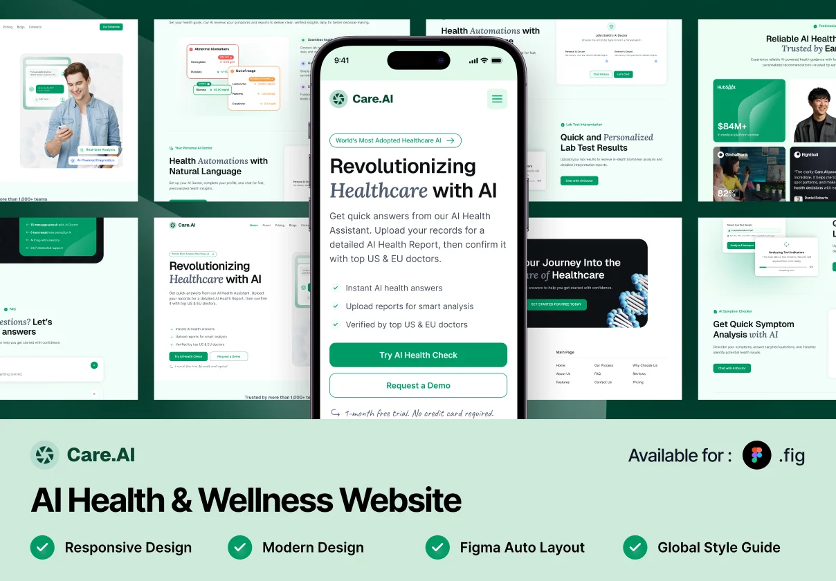 AI Health & Wellness Landing Page - CareAI